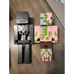 Minecraft Wither Skeleton 10” Mattel & Zombie Pig Man 9" Moveable Figure
